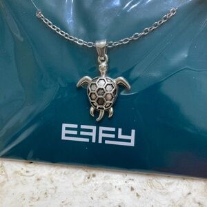 Effy Silver Tone Turtle Pendant Chainlink Necklace